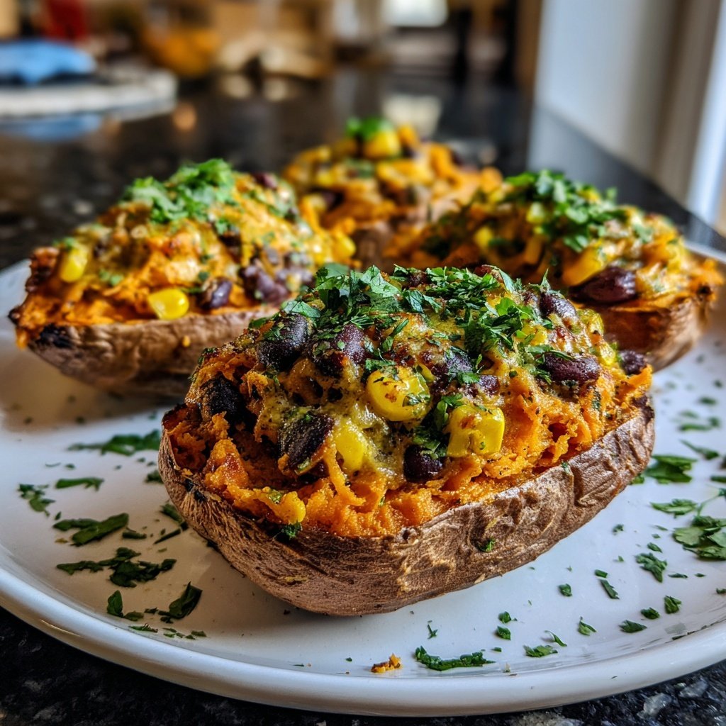 Baked Sweet Potato Veggie Boats