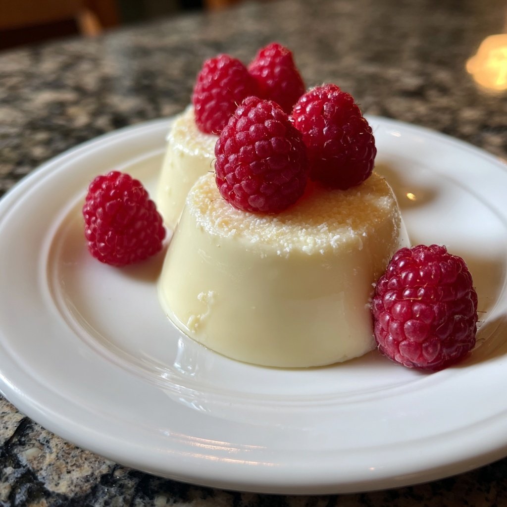 Vanilla Panna Cotta with Raspberries