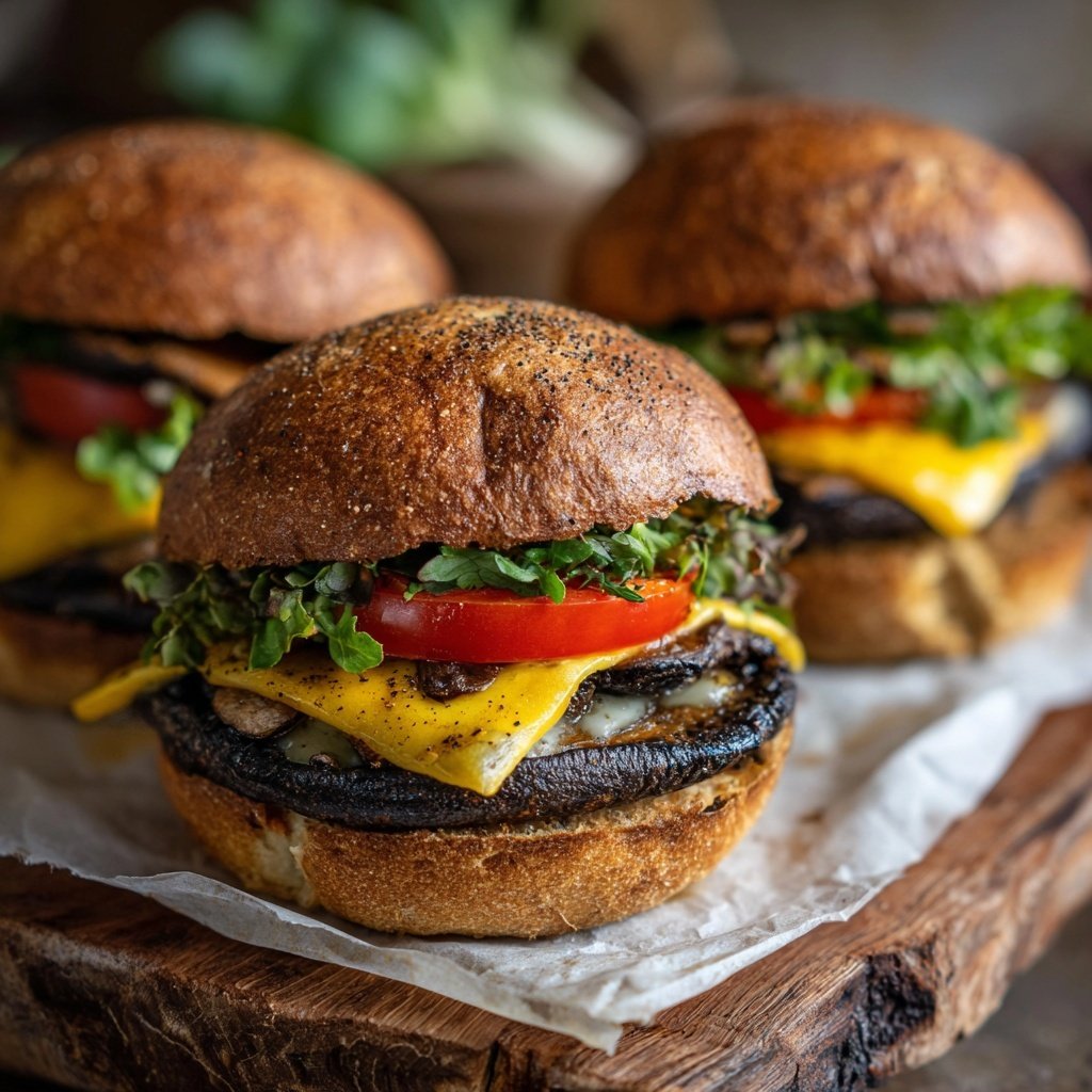 Sliders with Grilled Portobello Mushrooms