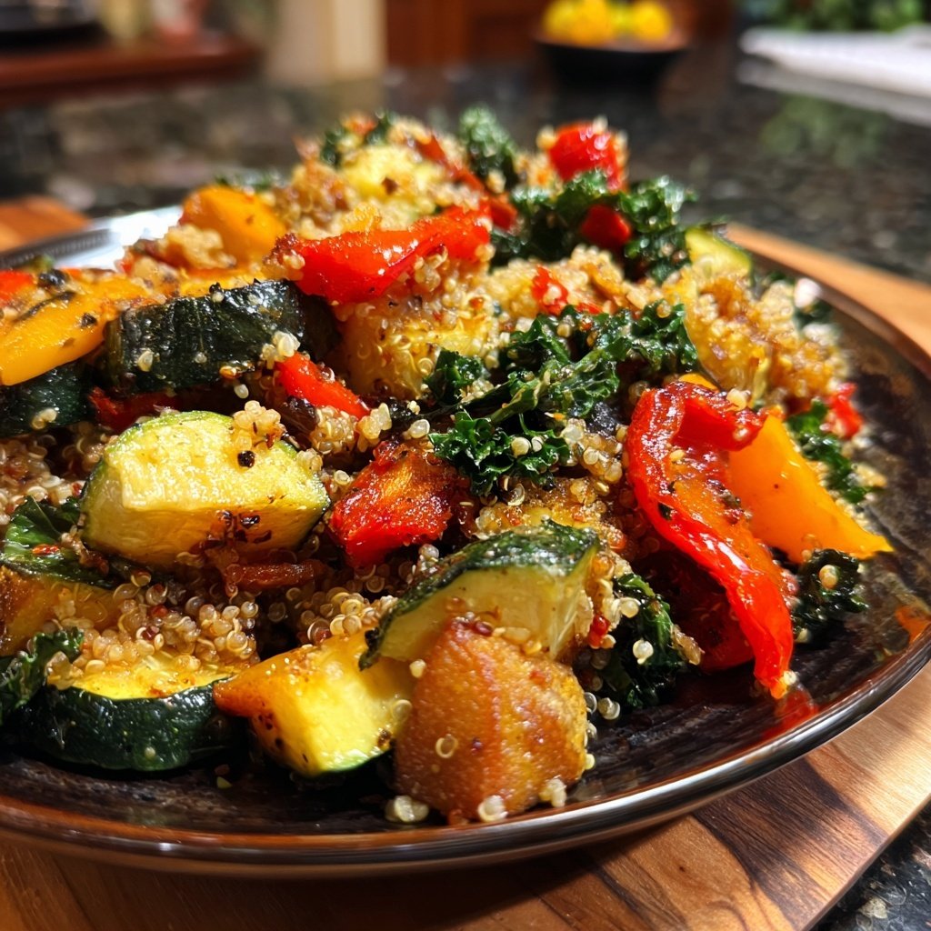 Healthy Dinner Roasted Veggie Quinoa Plate